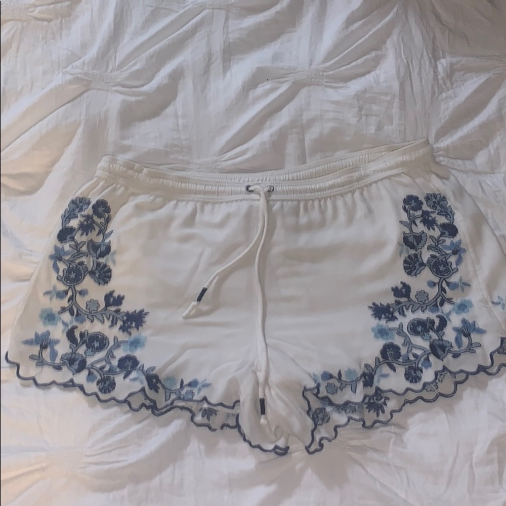 White and blue flower shorts!